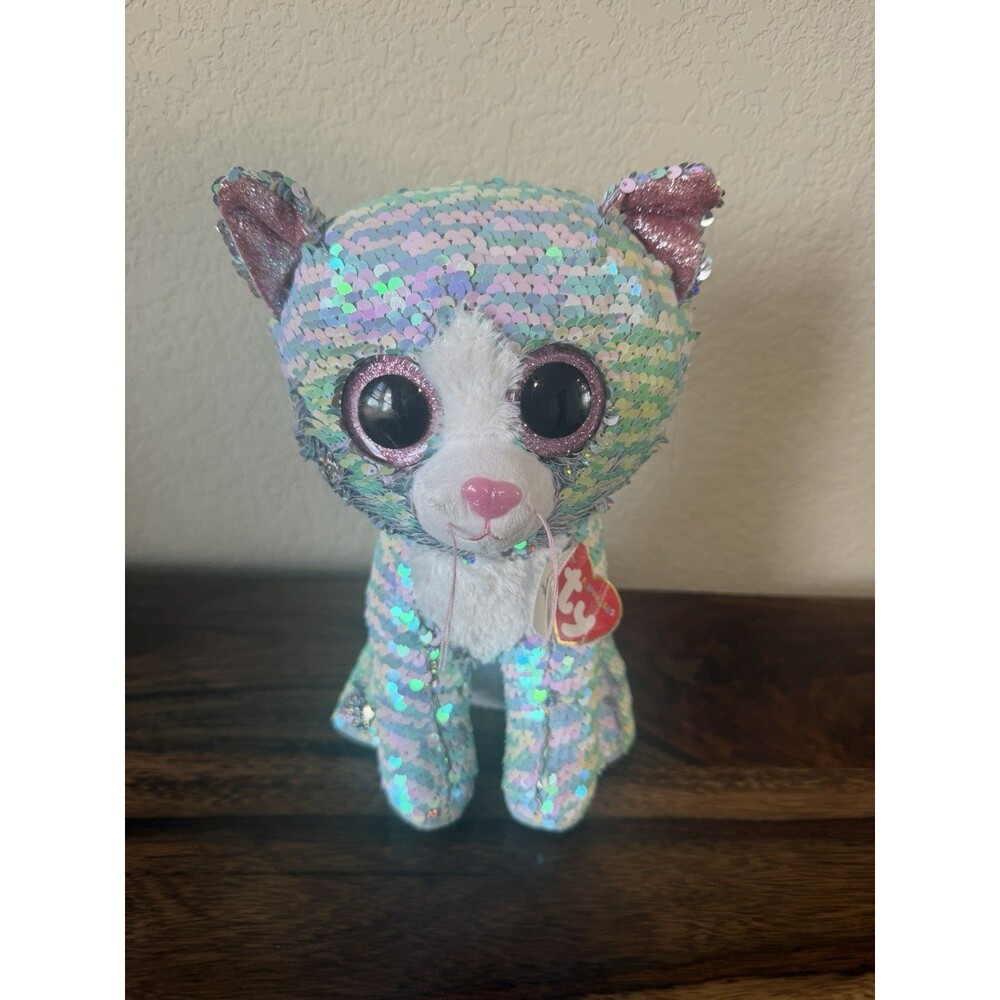 Ty Flippables Sequins Plush 💜 WHIMSY the Cat (6 Inch) MWMTs Stuffed Animal Toy
